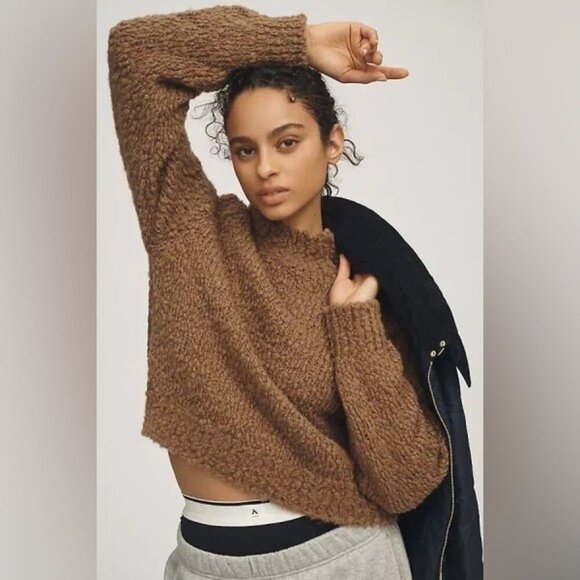 NWT Size L - Anthropologie Textured Mock-Neck Sweater (Made in Italy) - Picture 1 of 16